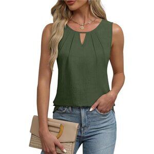 ✨ Pleated Keyhole Tank Blouse | Dressy Casual Top for Women